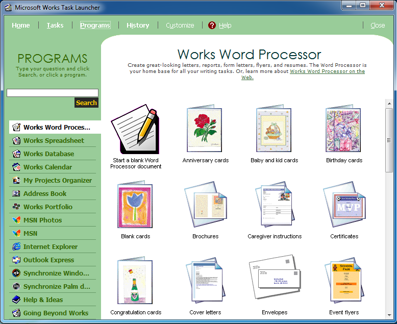 Microsoft Works Word Processor