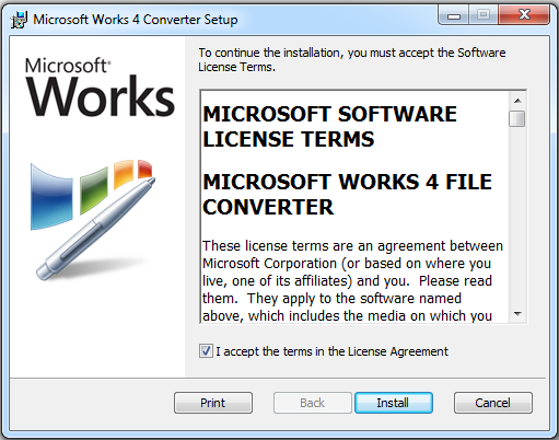 Microsoft converter for Microsoft Works 4