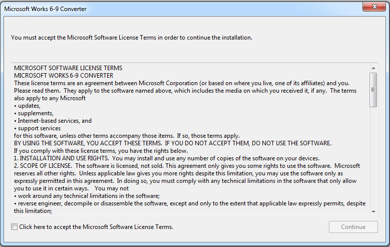 Microsoft converter for Works6-9