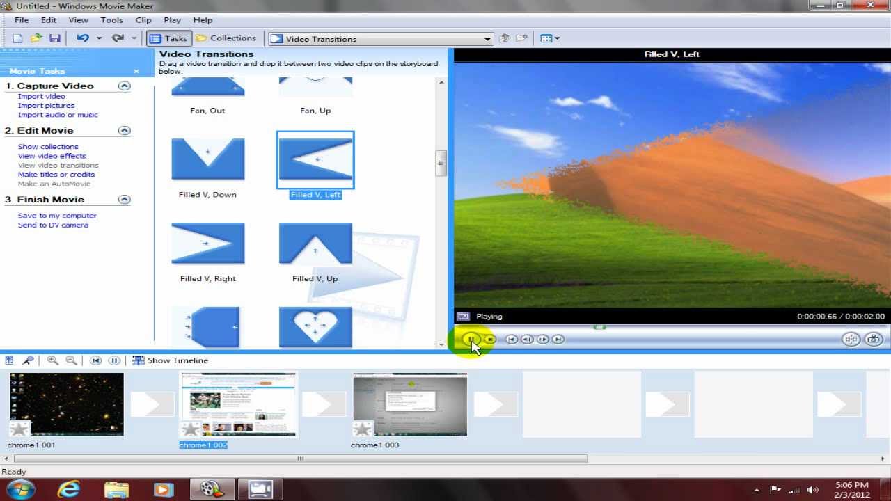 Windows Movie Maker file types example