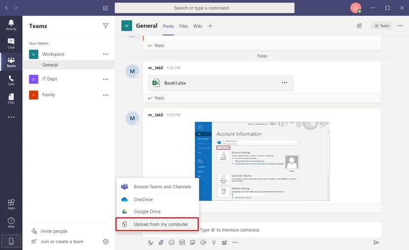 upload files to microsoft teams