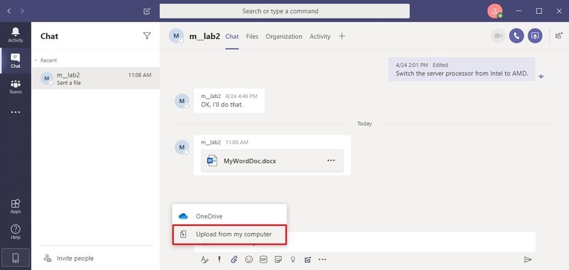 upload files to microsoft teams - onedrive