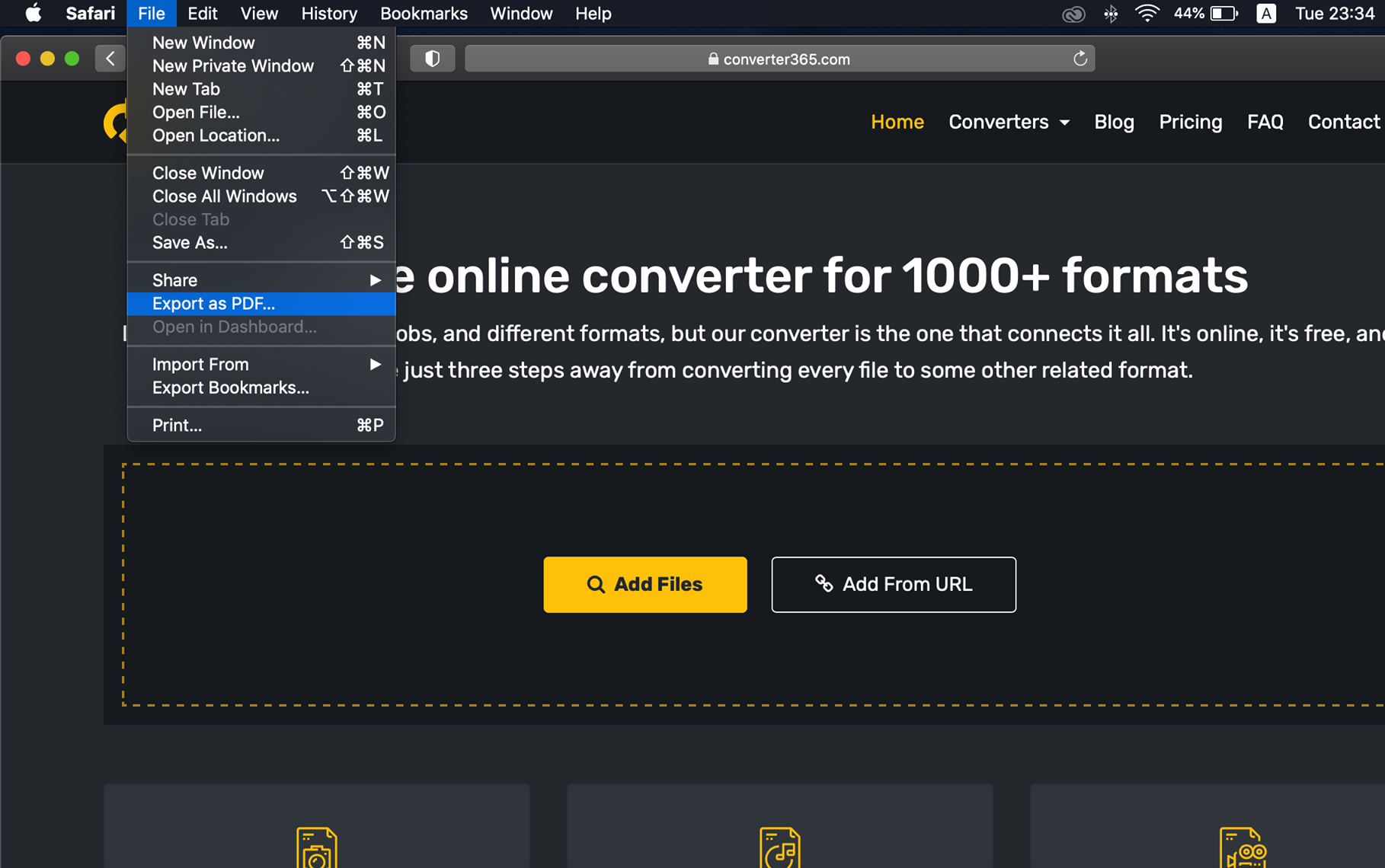 how to convert website to pdf - safari
