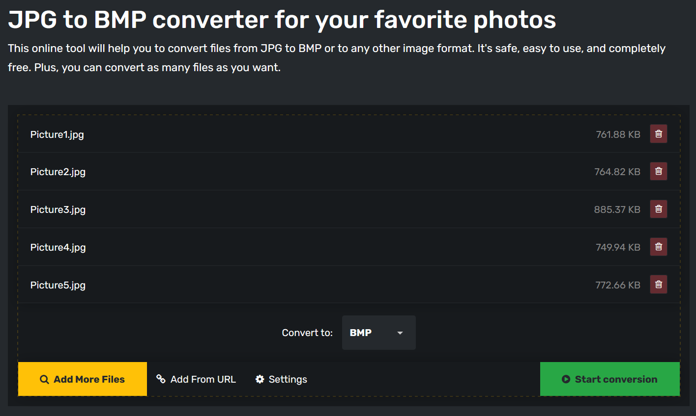 How to convert JPG to BMP online?