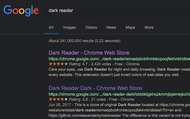 dark reader - google chrome themes