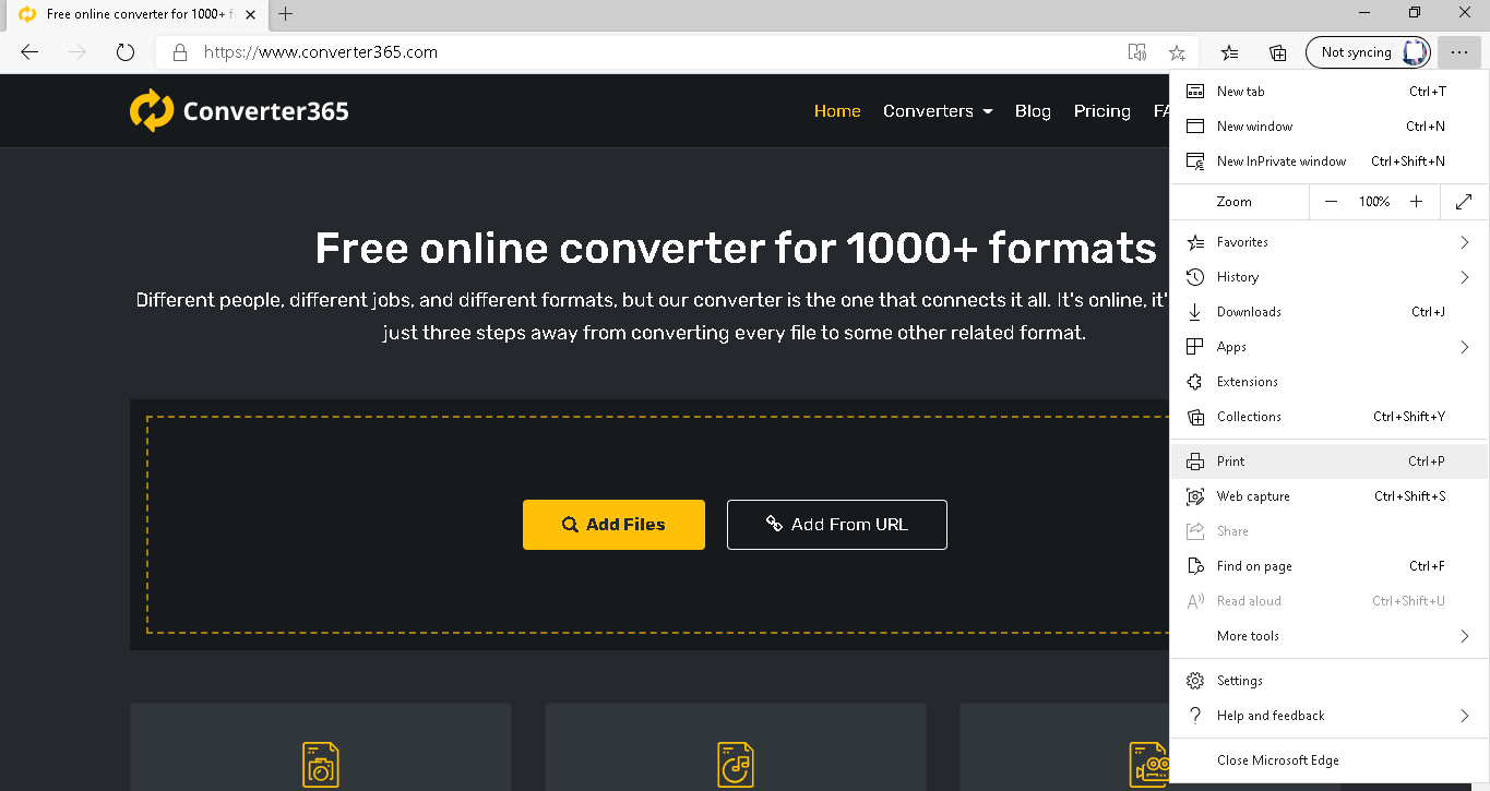 how to convert website to pdf - edge