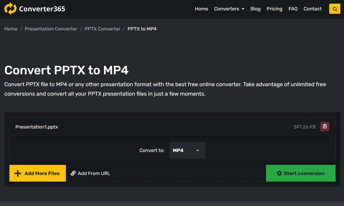 How to convert PPTX to MP4 online?