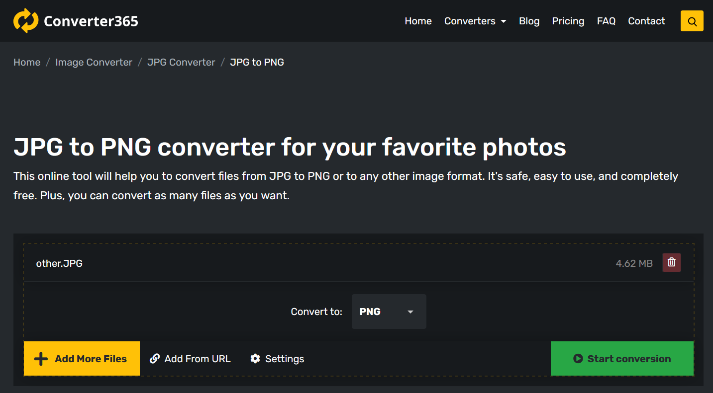 Popular file format conversion with Converter365