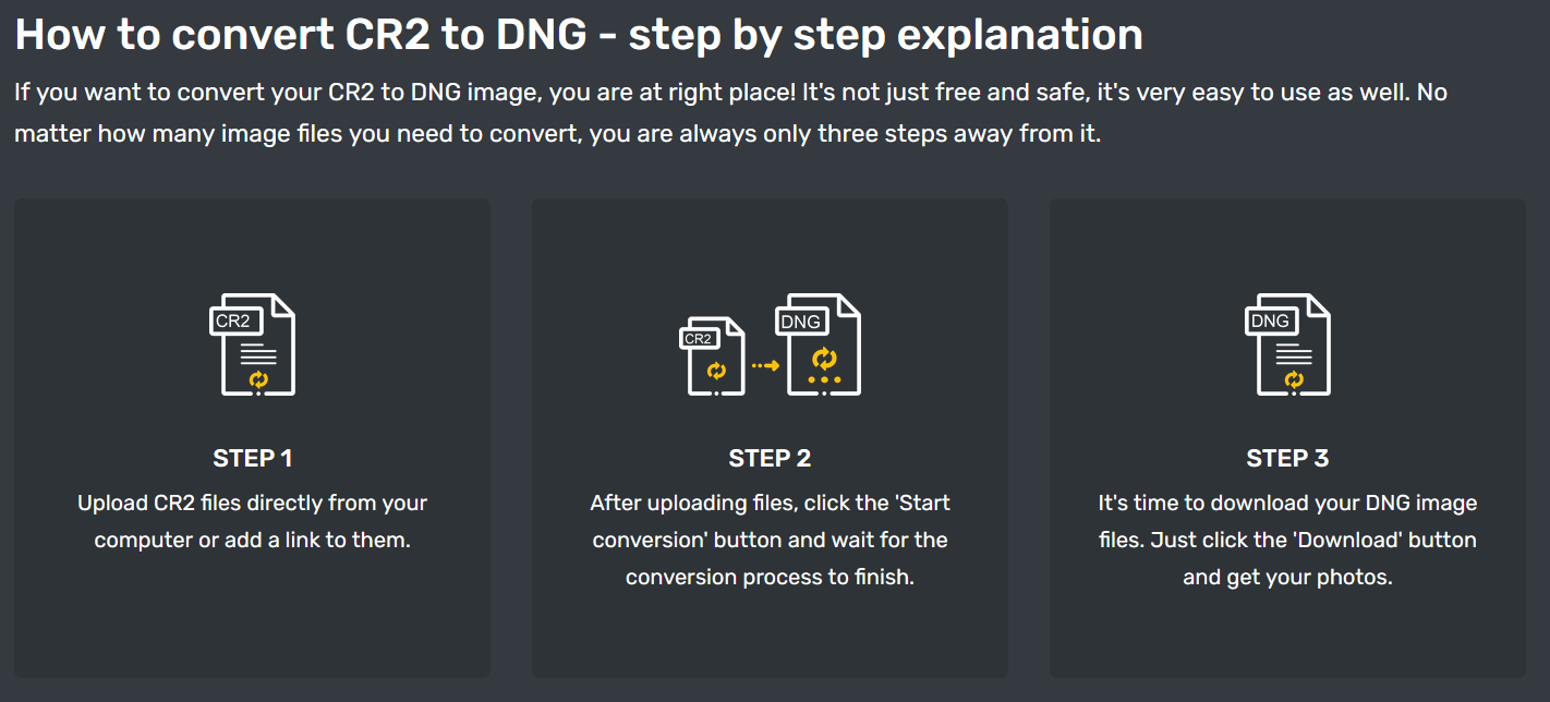 How to convert CR2 to DNG online?