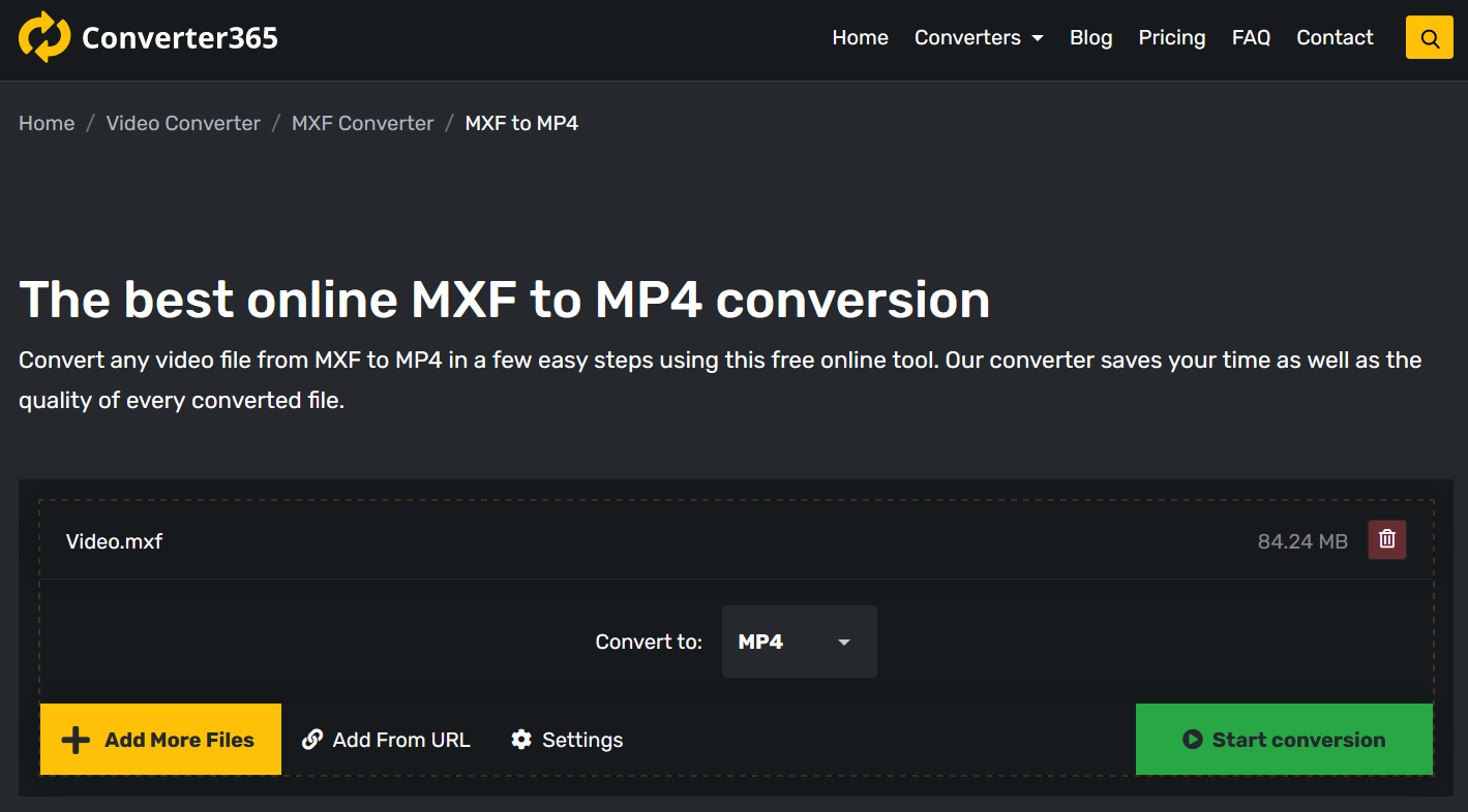 How to convert MXF to MP4 online?