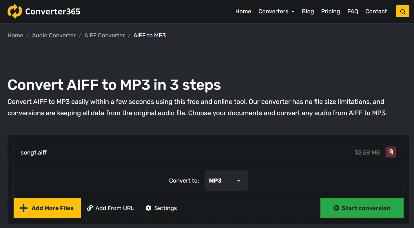 How to convert AIFF to MP3 online?