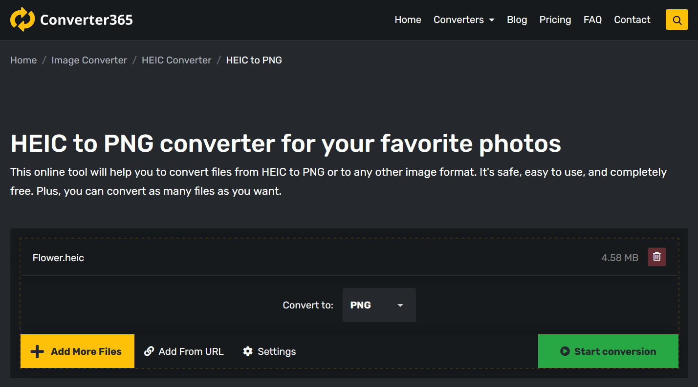 How to convert HEIC to PNG online?