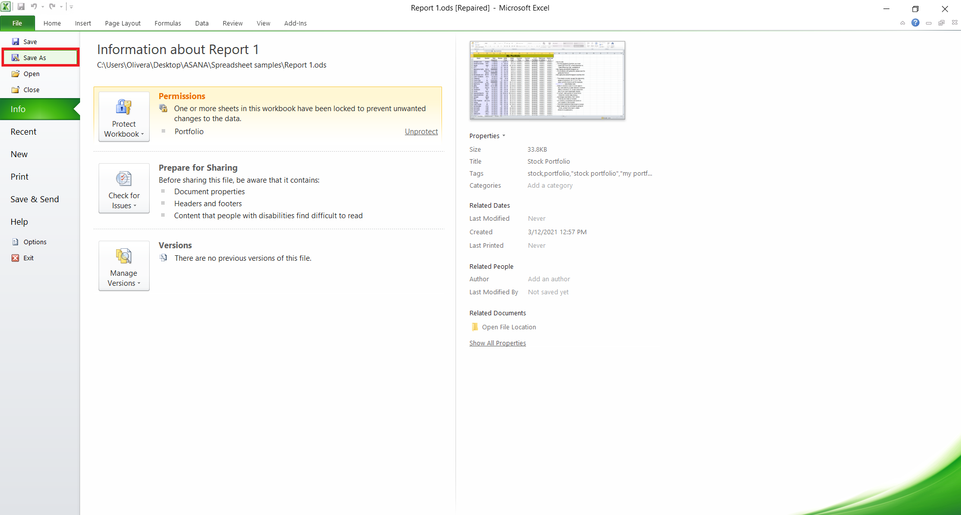 How to convert ODS to XLS using Microsoft Office Excel?