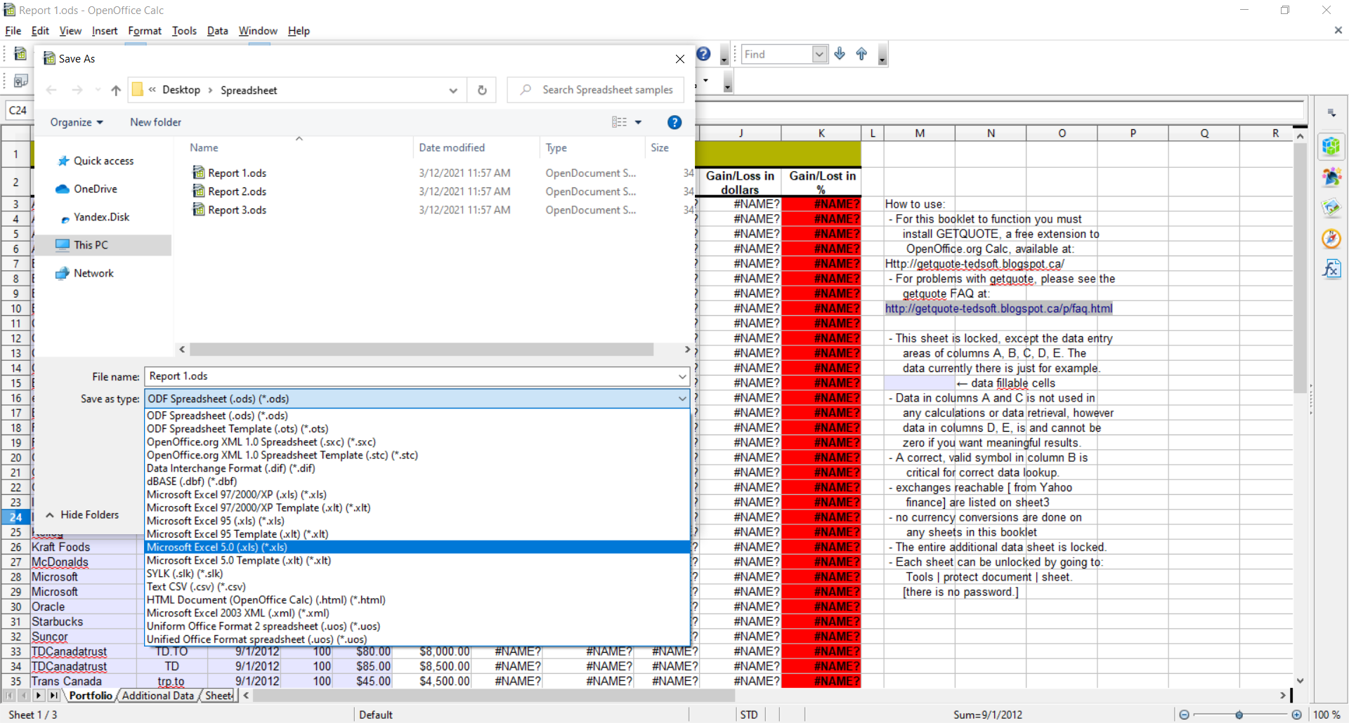 How to convert ODS to XLS with OpenOffice Calc?