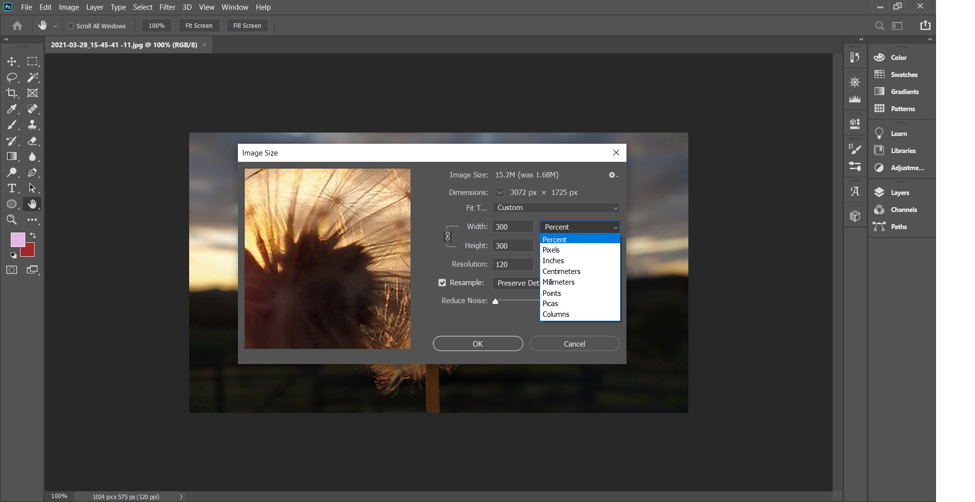 Convert low resolution image to high resolution in Photoshop