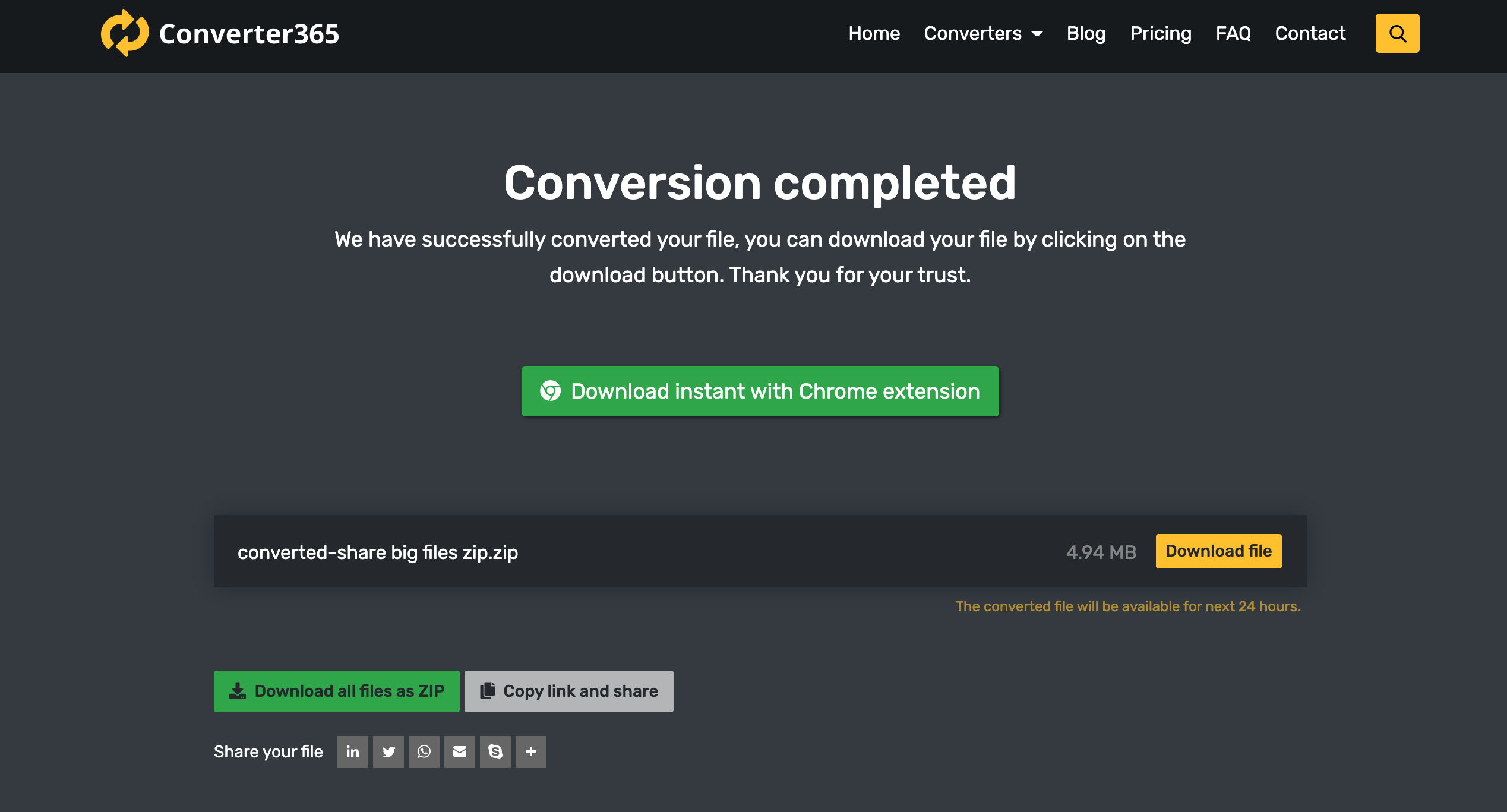 share big files with converter365 step 3