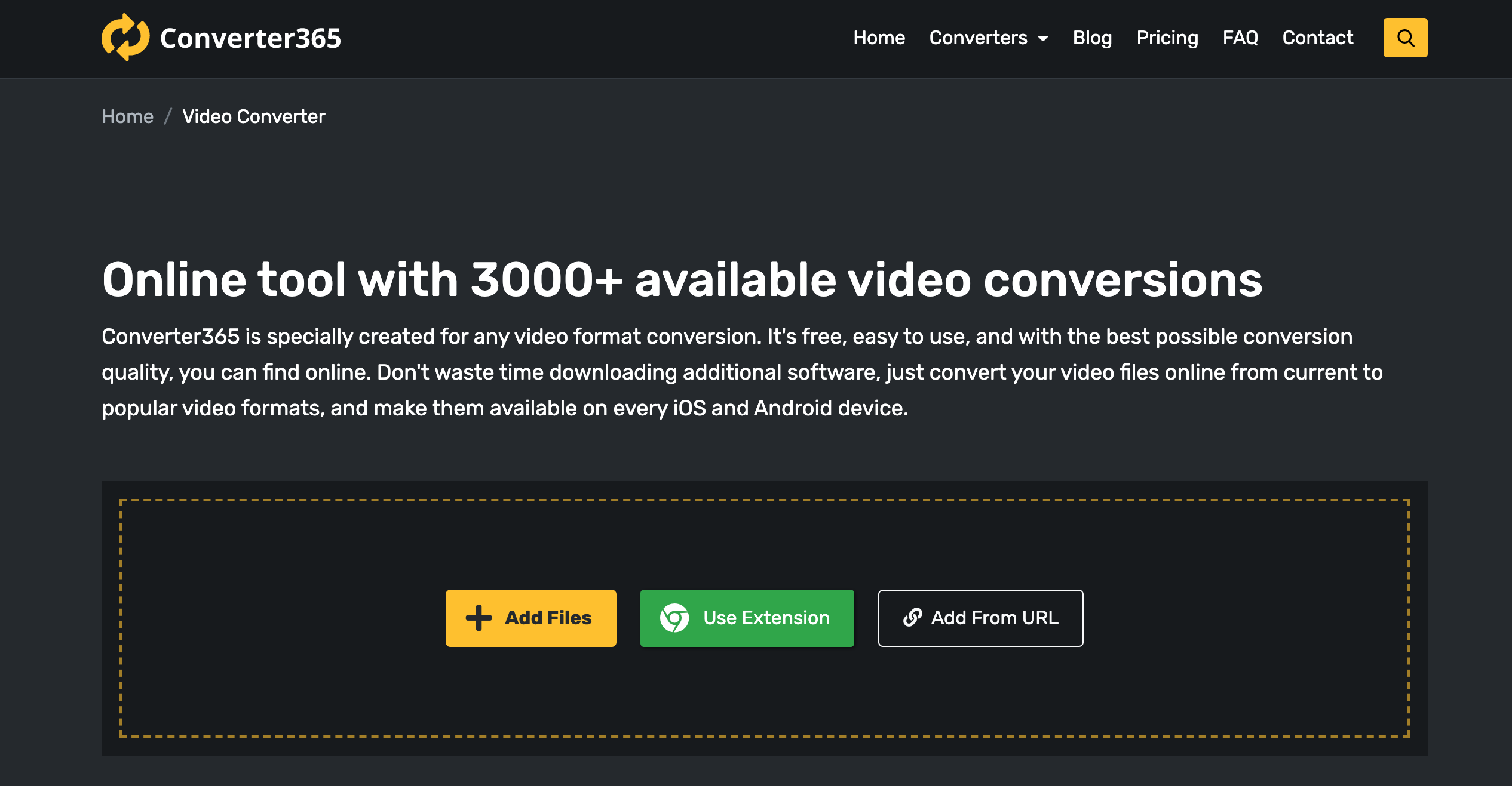 Converter365 free online video tool for the conversion