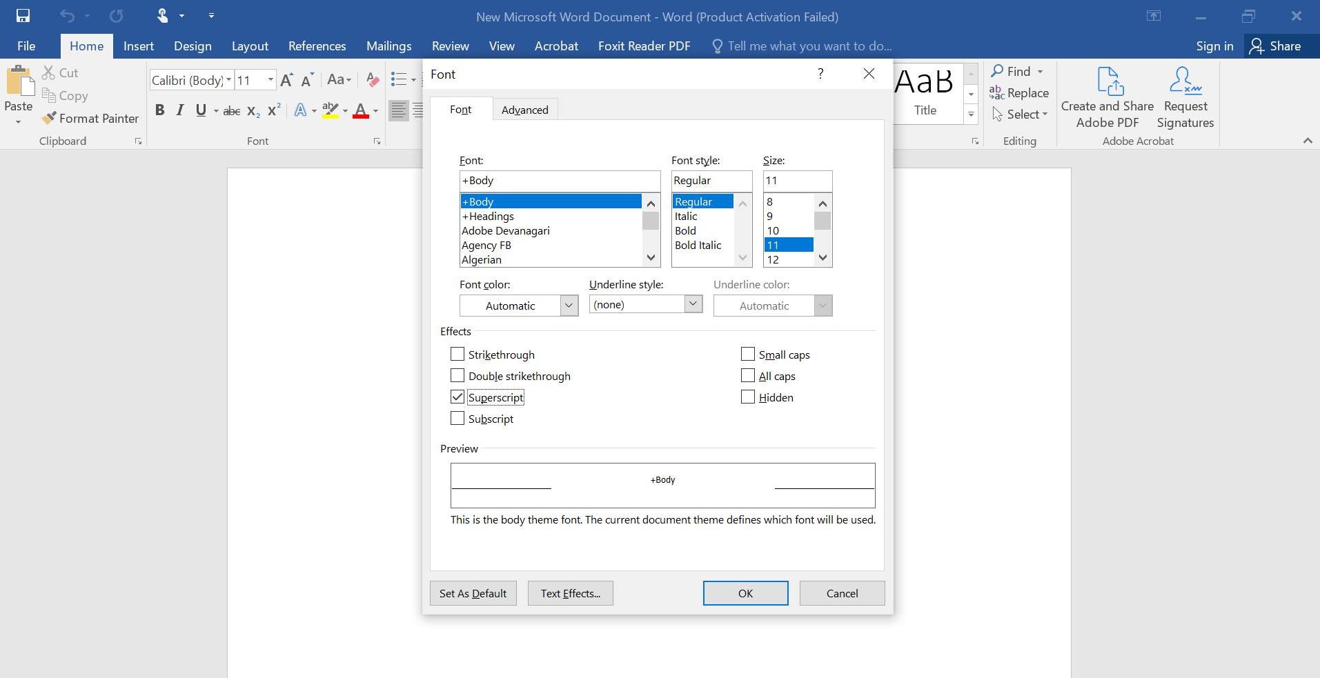 Best way to add a superscript or subscript in Microsoft Word