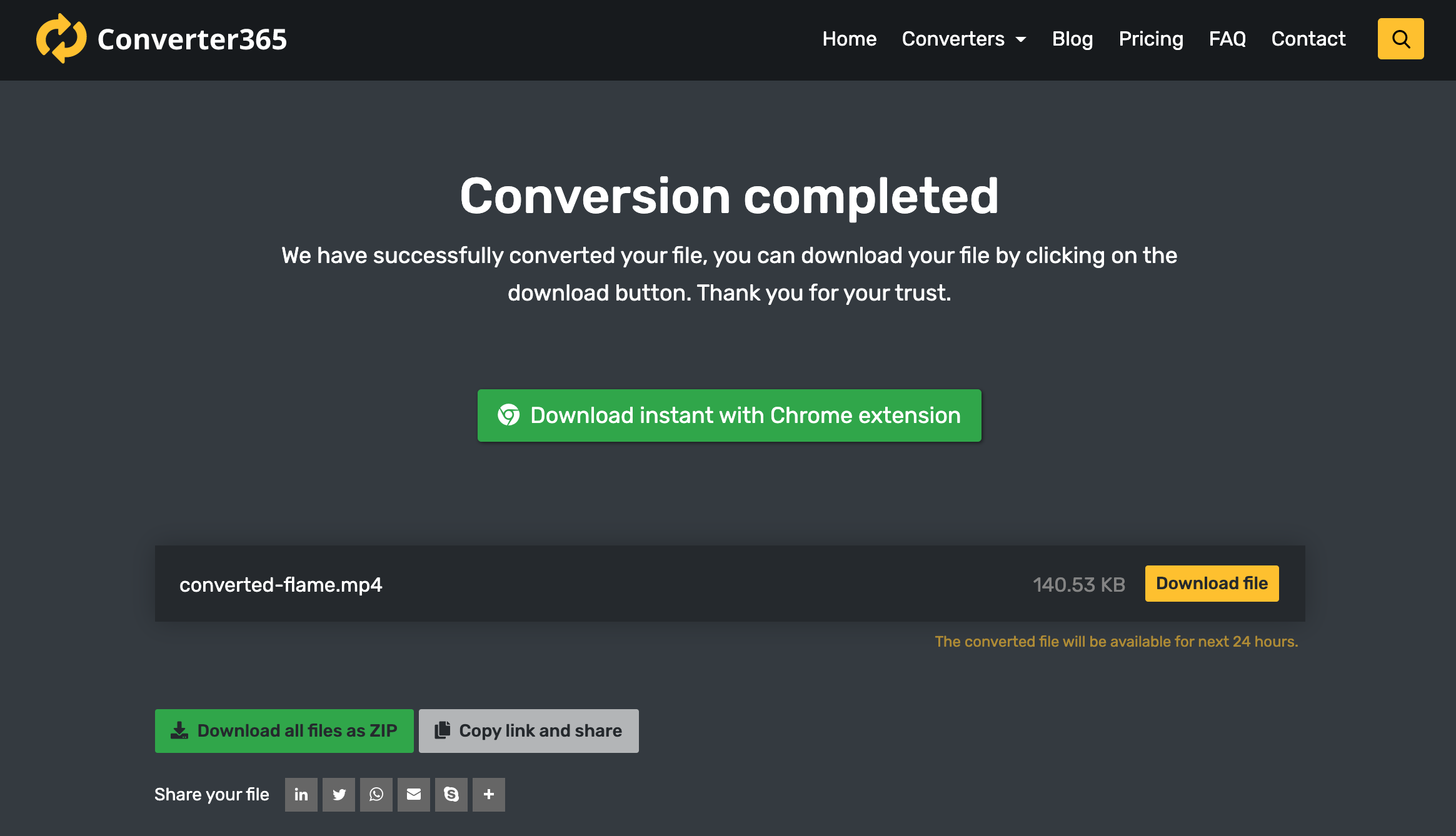 convert avi to mp4 converter365 step 3