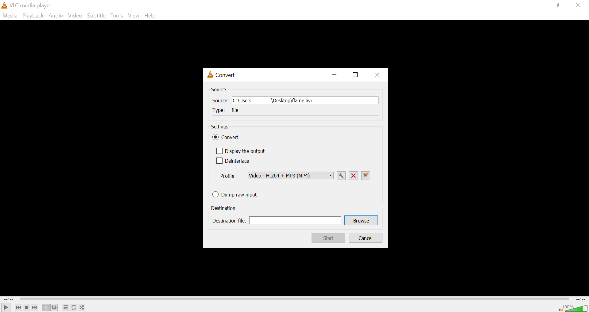 convert avi to mp4 vlc step 3