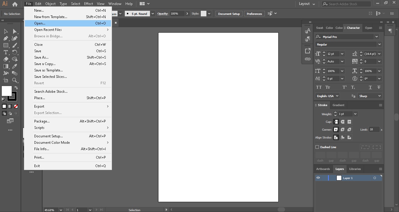 convert png to pdf with illustrator step 1