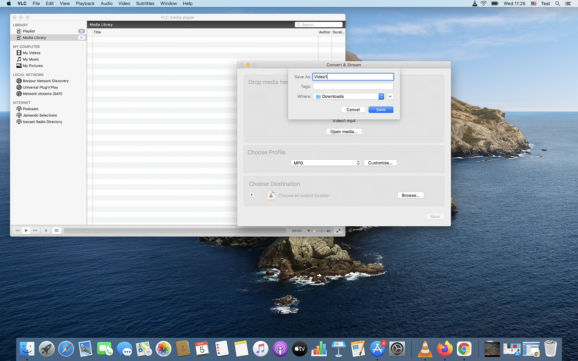 How to convert MP4 to MPG on Mac OS Catalina using VLC?