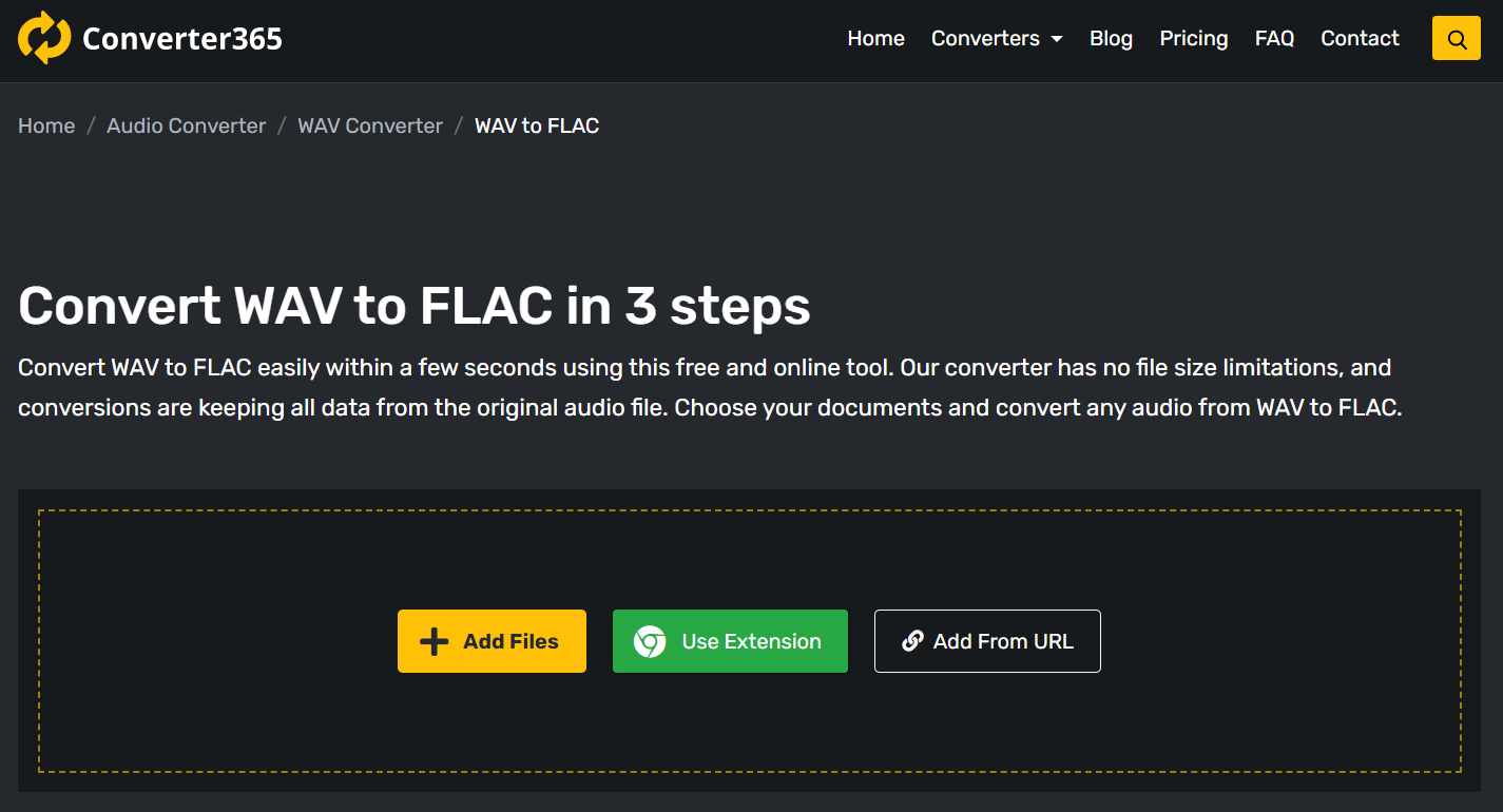 How to convert WAV to FLAC using a free online tool?