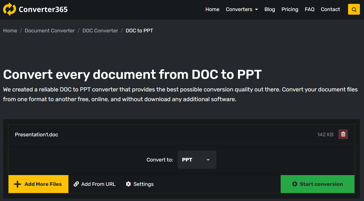 How to convert DOC to PPT free online?