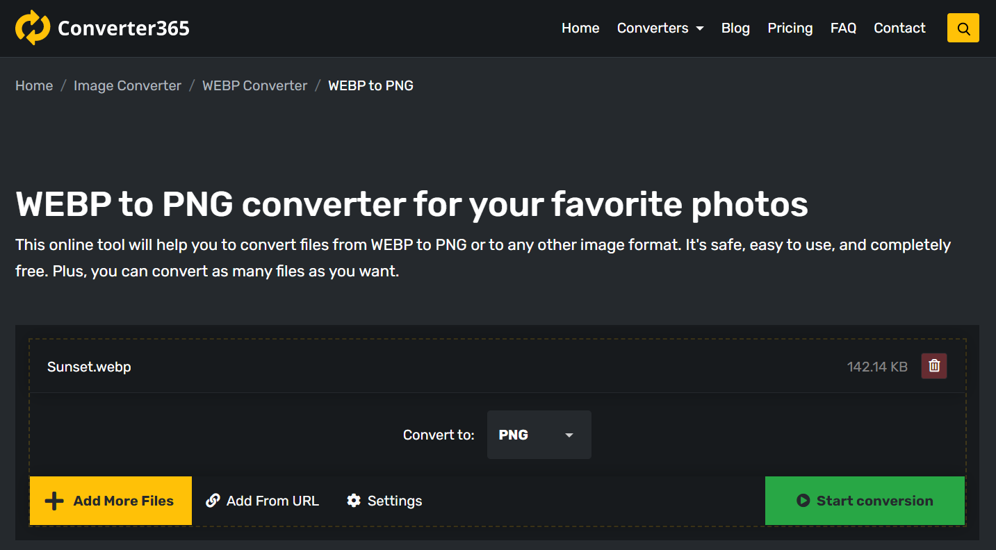 How to convert WEBP to PNG for free online?
